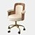 Elegant Roan Wood Office Chair 3D model small image 1