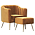 Luxury Velvet Accent Chair & Ottoman 3D model small image 4