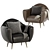 Elegant Leather Lounge Chair 3D model small image 2