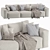 Modern Dienne Cross 3-Seat Sofa 3D model small image 1