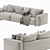 Modern Dienne Cross 3-Seat Sofa 3D model small image 3