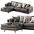 Modern Zander 2pc Chaise Sectional Sofa 3D model small image 1