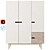 Modern Radis 3-Door Wardrobe 3D model small image 1