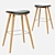 Finiks Bar Stool: Stylish Leather and Wood Design 3D model small image 1