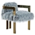 Luxury Mongolian Fur Kingpin Dining Chair 3D model small image 1