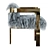 Luxury Mongolian Fur Kingpin Dining Chair 3D model small image 3