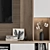 Modern White and Wood TV Wall 3D model small image 3