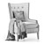 Luxe Taupe Chevron Occasional Chair 3D model small image 2