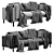 Munich Fabric Sofa: Modern Elegance 3D model small image 1