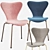 Modern Pink, Blue & Grey Fritz Hansen Series 7 Chair 3D model small image 7