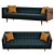 Walnut Neptune Velvet Woodrow Box Sofa 3D model small image 2