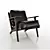 Sleek Black Leather Lounge Chair 3D model small image 1