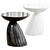 Sleek Black Oval End Table 3D model small image 1