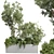 Outdoor Plant Collection: 36 Pot Bush Grass, Tree & Palm in Concrete Vases 3D model small image 1