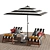 Beach Breeze Umbrella Set 3D model small image 2