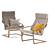 Stylish and Comfortable IKEA Poäng Armchair 3D model small image 3