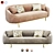 Elegant Ella 3-Seat Sofa: Chalk & Brass 3D model small image 1