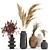 Pampas Dry Plant Set with Concrete Vase 3D model small image 1