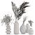 Pampas Dry Plant Set with Concrete Vase 3D model small image 6