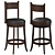 Elegant Palmetto Bar Chair: Leather, Wood & Metal 3D model small image 1