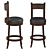 Elegant Palmetto Bar Chair: Leather, Wood & Metal 3D model small image 2