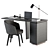 Sleek Black & Gold Minotti Jacob Office Desk 3D model small image 2