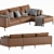 Modern Leather Chaise Lounge - West Elm Harper 3D model small image 5