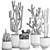 Exotic Cactus Collection in Stylish Metal Pots 3D model small image 6