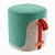 Contemporary Fabric and Leather Stool 3D model small image 3