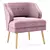 Velvet Mariposa Mid Century Accent Chair 3D model small image 1