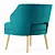 Velvet Mariposa Mid Century Accent Chair 3D model small image 3