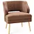 Velvet Mariposa Mid Century Accent Chair 3D model small image 4