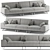 Elegant Mercury 3-Seater Sofa 3D model small image 1