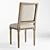 French-inspired Louis Square Desk Chair 3D model small image 4
