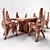 Indonesian Handmade Woodstone Dining Set 3D model small image 9