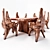 Indonesian Handmade Woodstone Dining Set 3D model small image 21
