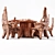 Indonesian Handmade Woodstone Dining Set 3D model small image 22