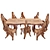 Indonesian Handmade Woodstone Dining Set 3D model small image 36