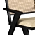 Elegant Black Upholstered Cane Chair 3D model small image 10