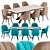 Modern Casual Dining Set: Chair & Table 3D model small image 1