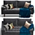 Contemporary Elegance: 72-Inch Velvet Sofa 3D model small image 2