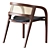 Modern Wooden Dining Chair with Rattan Back 3D model small image 2