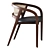 Modern Wooden Dining Chair with Rattan Back 3D model small image 3