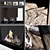 Modern Fireplace Wall Set 05 3D model small image 9