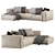 Modern Italian Leather Chaise 3D model small image 3