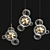 Gilded Spikes Glass Chandelier 3D model small image 1