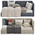 Modern Convertible Sofa Bed: Dual Colors, 100x190cm 3D model small image 2