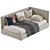 Modern Convertible Sofa Bed: Dual Colors, 100x190cm 3D model small image 3