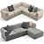 Gubi Wonder Sofa: Luxurious 2x3 Seater with Chaise Lounge 3D model small image 1