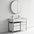Cielo Narciso Doppio Set 2: Ceramic, Steel, and Wood Vanity Unit with Drawers and Round Wall-Mounted 3D model small image 5